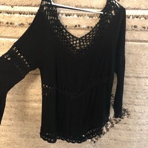 Black crochet sweater